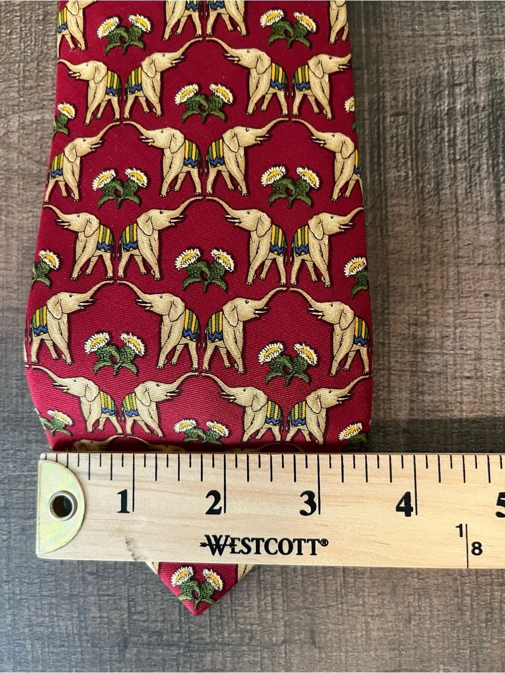 Vtg Brooks Brothers Makers Silk Tie‎ Red Elephant Floral Novelty USA